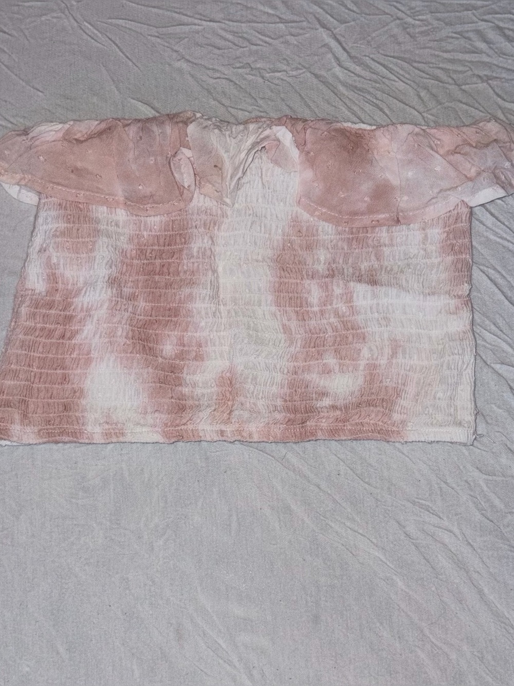 Pink and white ruffle crop top size s